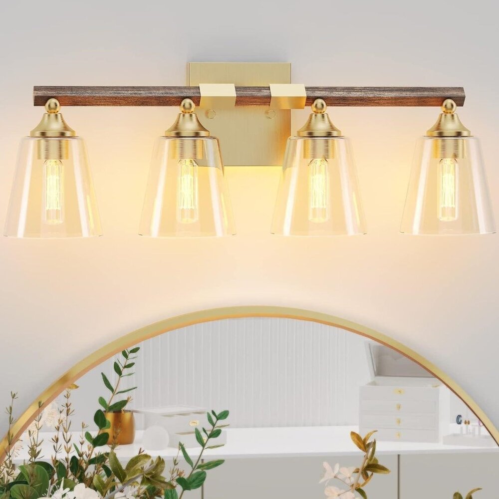 4-Light Gold Farmhouse Vanity Lights